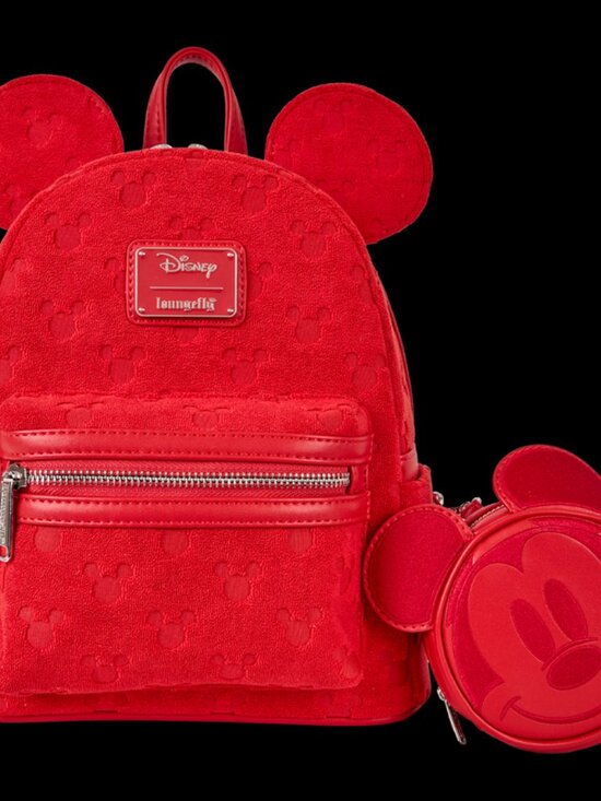 Loungefly Disney Mickey Mouse Terry Cloth Mini Backpack All Over Print Bag New - Picture 1 of 4